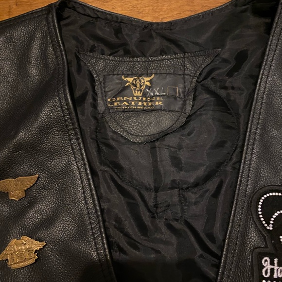 Women’s Genuine Leather Vest with Harley Davidson patches XL Biker Motorcycle - Picture 4 of 13